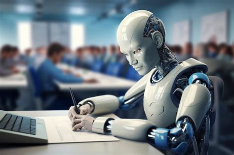 View of futuristic robot in school environment | AI-generated image