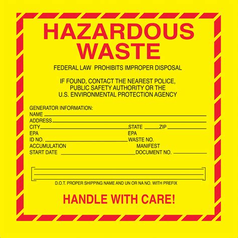 6 x 6" - "Hazardous Waste - Standard" Labels 500/Roll ...