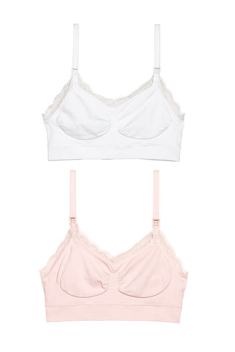 MAMA 2-pack soft nursing bras - White/Powder pink - Ladies | H&M IN