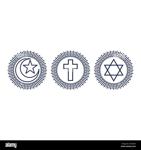 Sunset Sunlight with Religion Islam, Christian and Judaism Symbol Stock ...