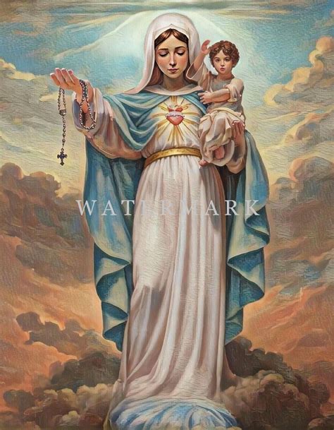 Our Lady Queen of the Most Holy Rosary Custom Digital Oil Painting DIGITAL DOWNLOAD - Etsy