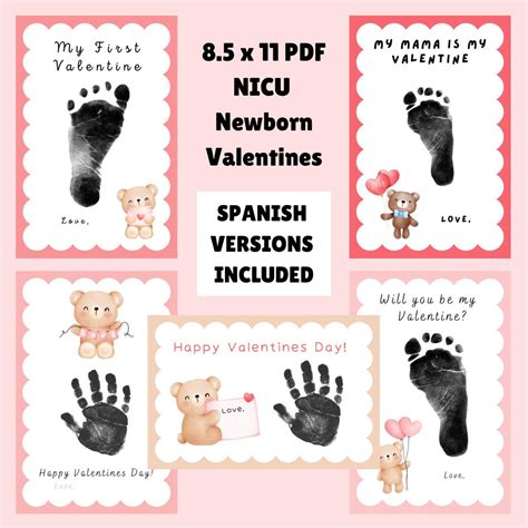 NICU Newborn Valentines Printable - ENGLISH and SPANISH / Valentine ...