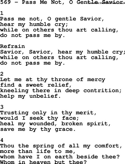 Adventist Hymnal, Song: 569-Pass Me Not, O Gentle Savior, with Lyrics ...