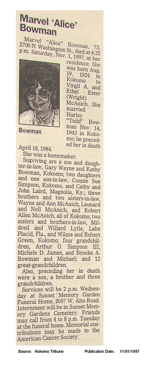 Kokomo Tribune Obituaries - Kokomo, Indiana