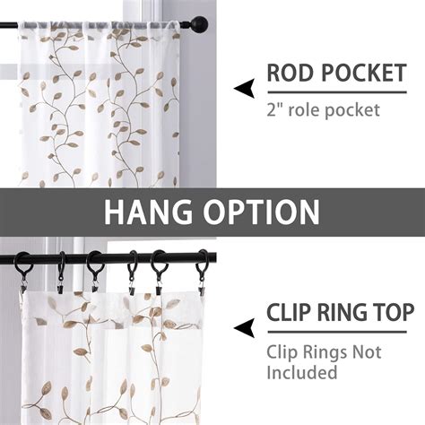 Buy Leaves Embroiedry Beige Sheer Curtains Valance 16 inch Lengh ...