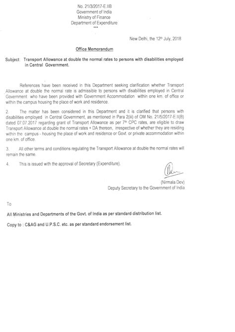 Transport allowance at double the normal rates to persons with ...