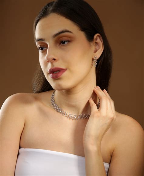 AD Stone Studded Jewellery Set Crystal