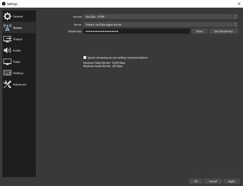 Image result for OBS Studio Stream Key