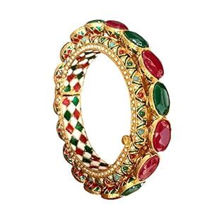 Buy Bangles 22k Gold Plated Brass Handmade Jadau Meenakari Rajwada ...
