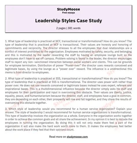 Image result for Leadership Case Study Examples