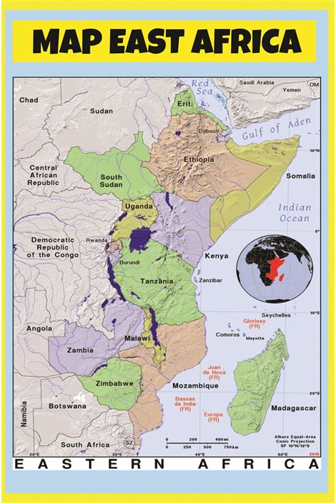 Map of East Africa - Laminated Wall Map Poster Print Perfect for ...