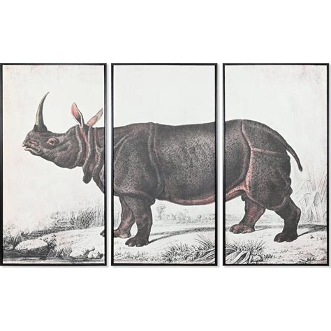 Tableau animal rhinocéros en gris pour décoration murale 180 x 4 x 120 ...