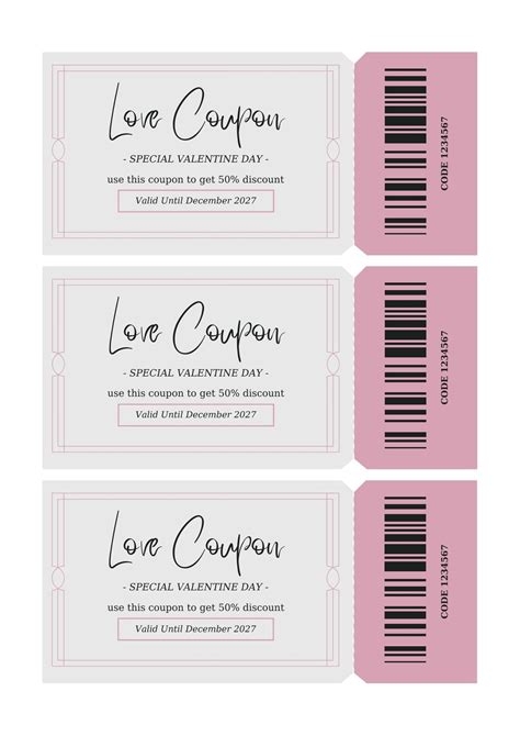 Valentines Ticket Coupon Booklet Layout