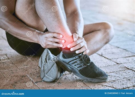 Runner with Medical Sports Running Injury and Swollen Ankle Pain. Male ...