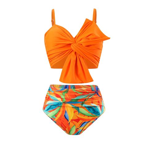 Tponi Full Coverage Swimsuits For Women One-Piece Elastic Orange ...