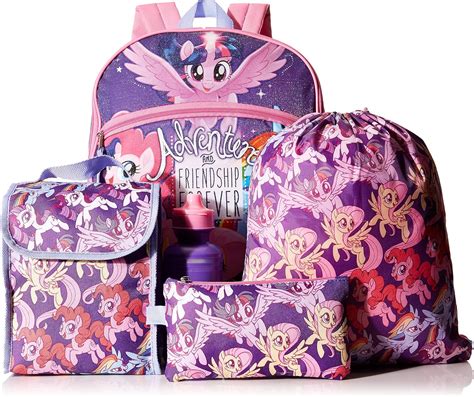 Amazon.com | My Little Pony Backpack 5 Pc. Set for Girls, 16 in. School ...