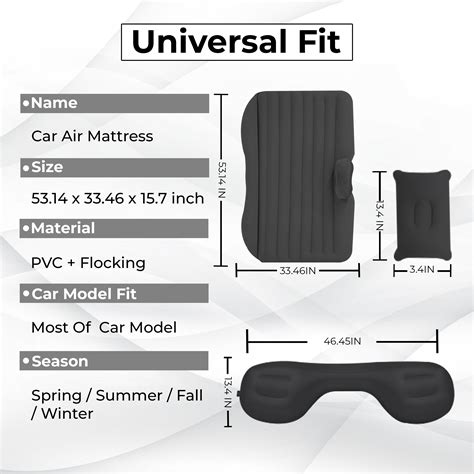 Buy Inflatable Car Back Seat Bed (Black) with 2 Air Pillow & Air Pump ...