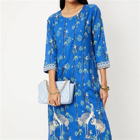 Buy Women Printed Round Neck A-line Kurta Online at just Rs. 799.0 ...