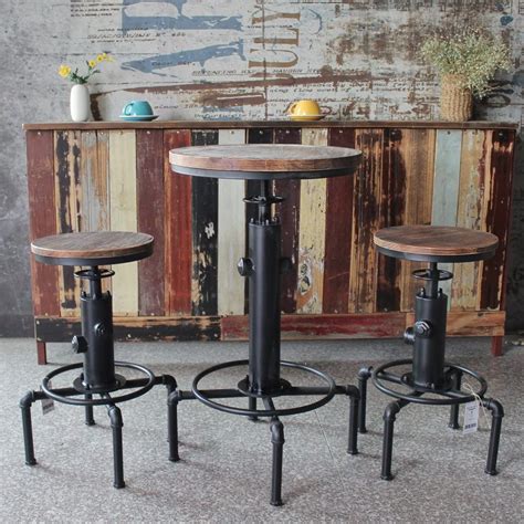 Buy IKAYAA Industrial Wooden Round Top Pub Bar Coffee Table Bistro Desk ...