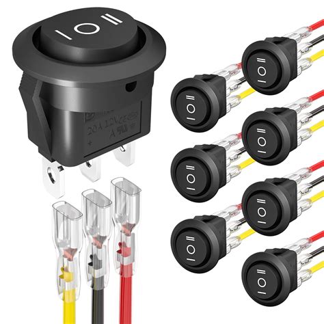 Joinfworld 3 Way Round Rocker Switch 12V, Waterproof 3 Pin 3 Position ...