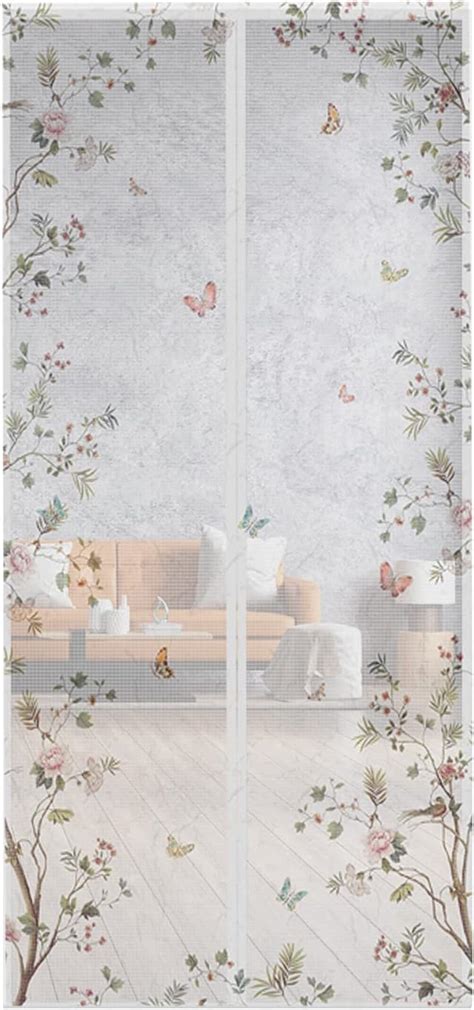 Buy ZOE GARDEN Flower Tree Magnetic Screen Door for Sliding/Single ...