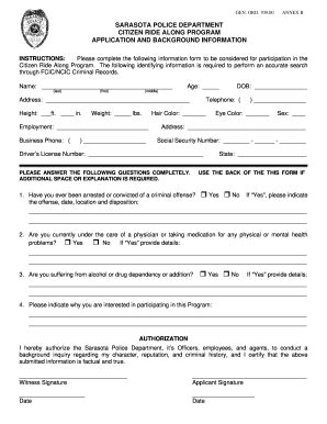 Police Ride Along Questions - Fill Online, Printable, Fillable, Blank ...