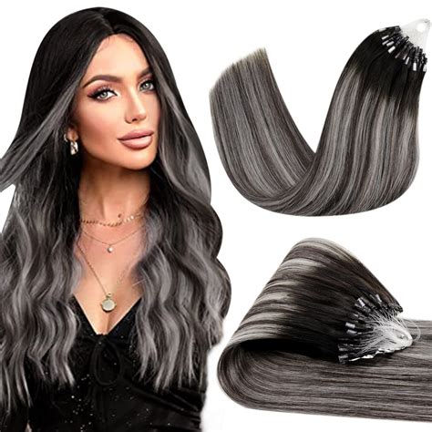 Amazon.com : Hetto Balayage Micro Ring Hair Extensions Human Hair Off ...
