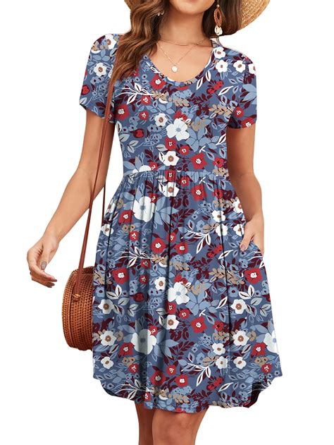 FIUFY Womens Short Sleeve Dresses Casual Loose Fit Swing T Shirt Dress ...