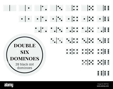 Double six domino game pieces set, flat design illustrations, 28 ...