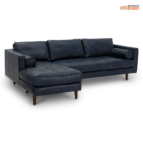 Vienna 6 Seater Sofa Left Corner - ( Leatherette Fabric - Blue )