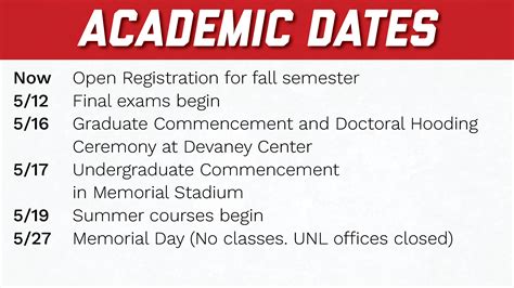 Academic Calendar | Announce | University of Nebraska-Lincoln