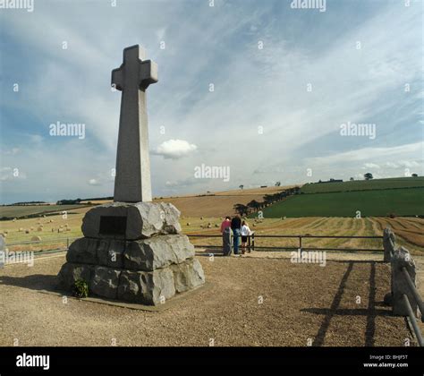 Memorial cross at Flodden Field, site of Battle of Flodden 1513 ...