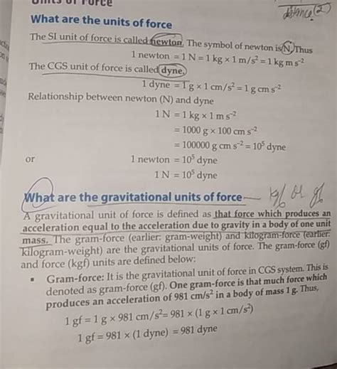 What are the units of force destance (2) The SI unit of force is called r..