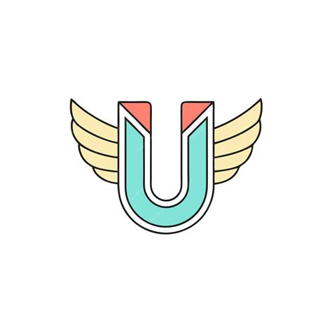 Premium Vector | Logo Of Letter U With Wings On The White Background