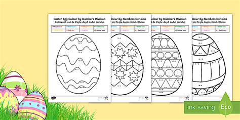 Easter Egg Division Colour by Number English/Romanian