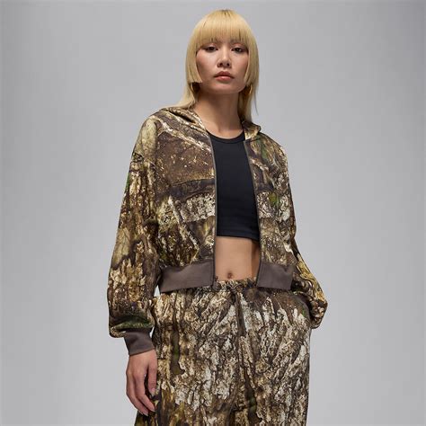 Sweat à capuche court et à zip Jordan Brooklyn Fleece Realtree Mod pour femme. Nike CH