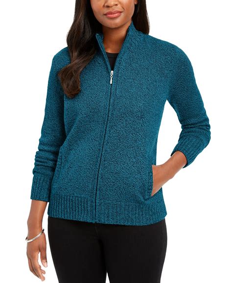 Women's Zip Front Cardigan Sweater With Pockets at Eric Montez blog