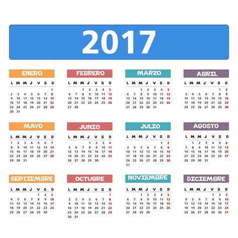 Vector spanish circle calendar 2017 – Imagenes Educativas