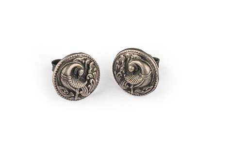 Peacock Silver Temple Studs – Totapari