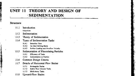 Unit 11 - Theory and Design of Sedimentation Tanks in Water Treatment ...