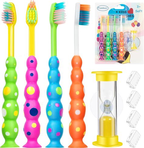 Amazon.com : PRASBURR Kids Toothbrush, Toddler Toothbrush Age 2-4 and Older, with Suction Timer ...