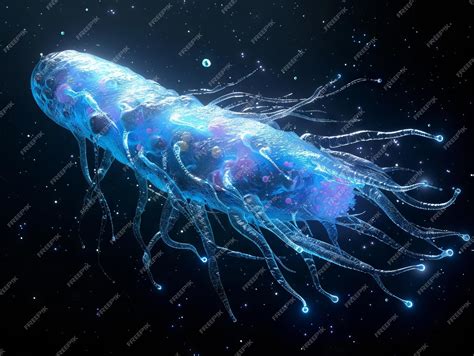 Premium Photo | A blue worm in space