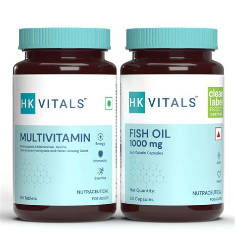 Buy HEALTHKART HK VITALS MULTIVITAMIN 30 TABLETS & FISH OIL 30 SOFTGEL ...