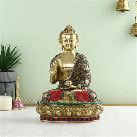 Buy Collectible India Brass Buddha Statue Teaching Vitarka Sitting ...