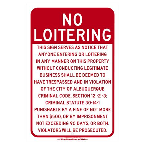 Printable No Loitering Sign | FREE Printable HQ