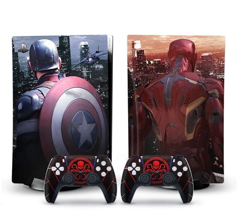 Porro Fino PS5 Iron Man & Captain America Skin Protective Wrap Cover ...