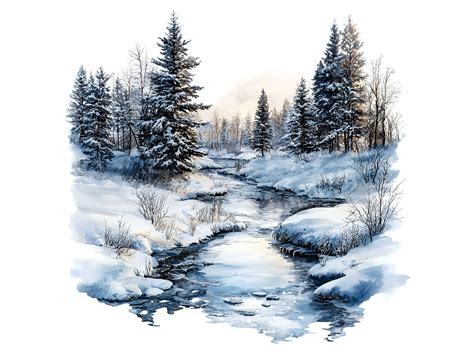 10 Winter Wonderland Landscape, Snowy Forest Clipart, Frosty Mountains ...