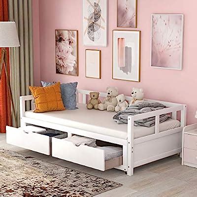 Buy Wooden Daybed with Trundle Bed and Two Storage Drawers Extending ...