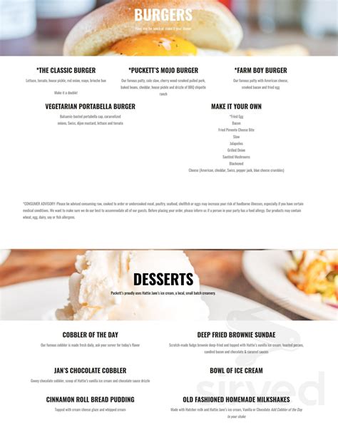 Puckett's Restaurant - Downtown Franklin menus in Franklin, Tennessee ...