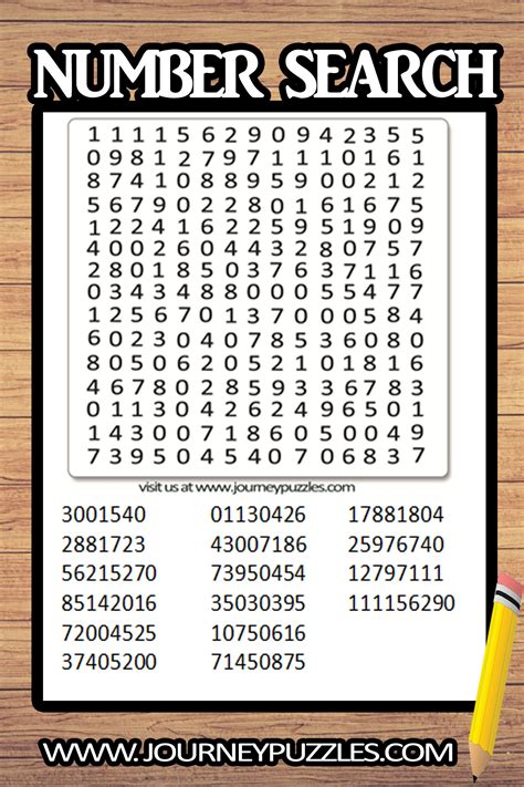 Free Printable Number Search Puzzles Adults